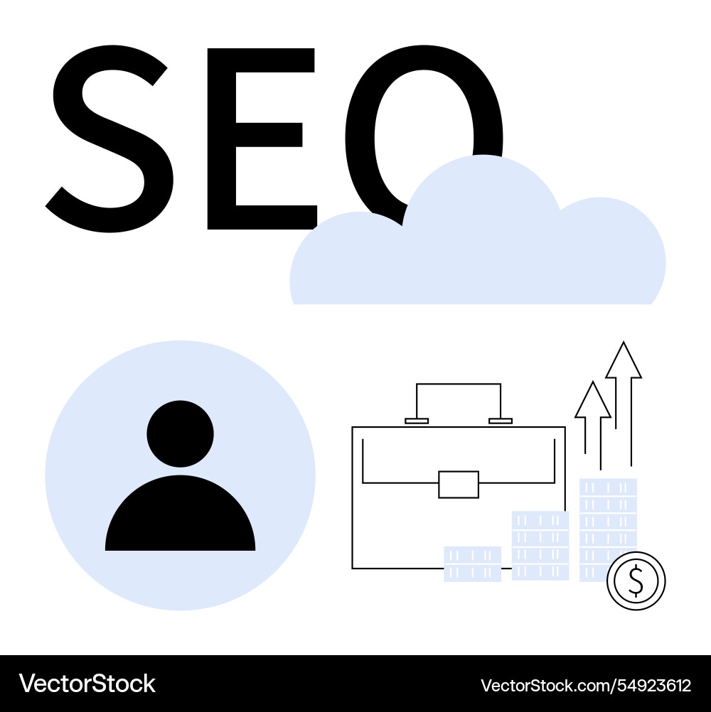 Seo strategies highlighted by cloud computing Seo strategies highlighted by cloud computing vector image