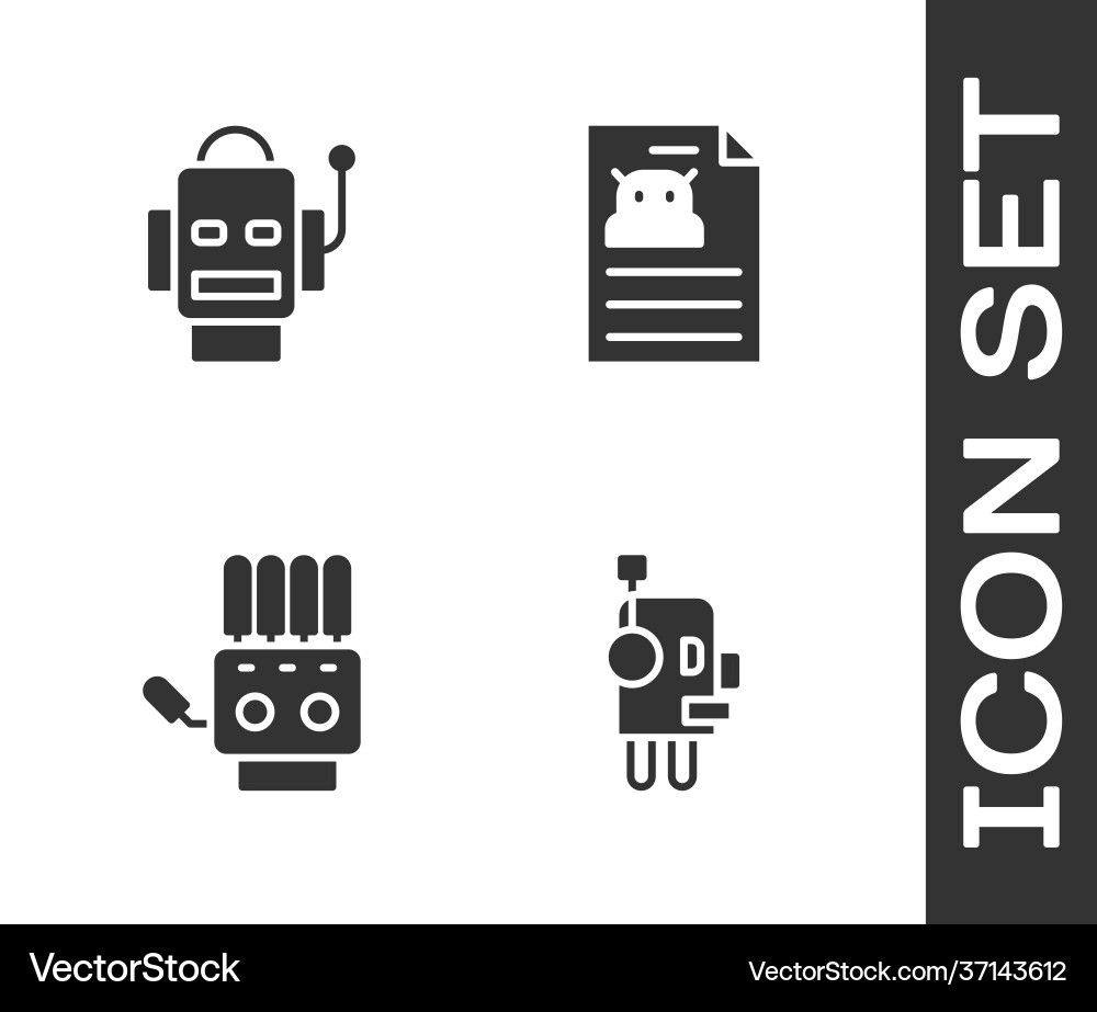 Set robot mechanical hand and technical Set robot mechanical hand and technical vector image
