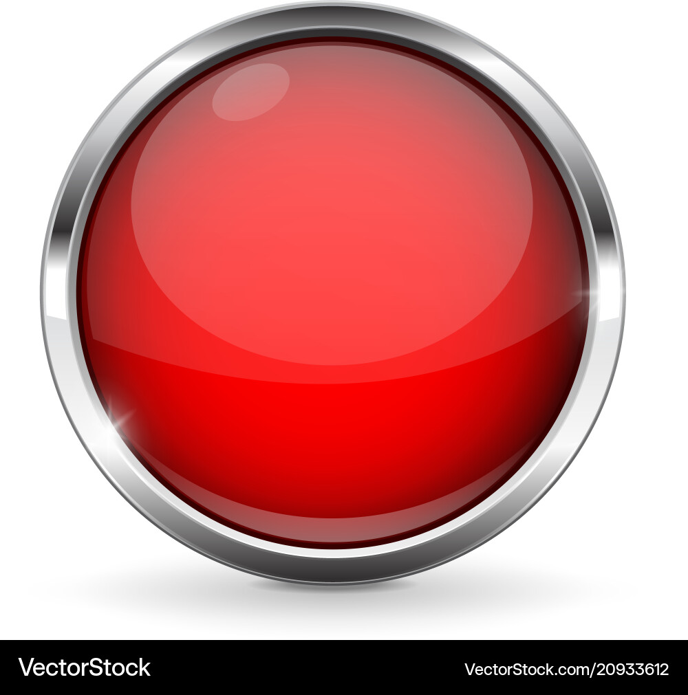 Shiny Red Chrome Button vector image