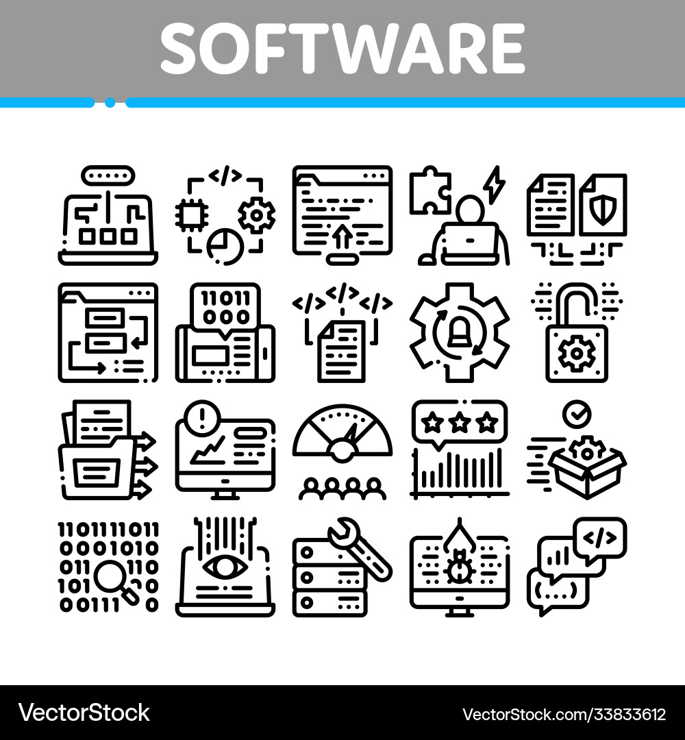 Software testing and analysis icons set Vector Image