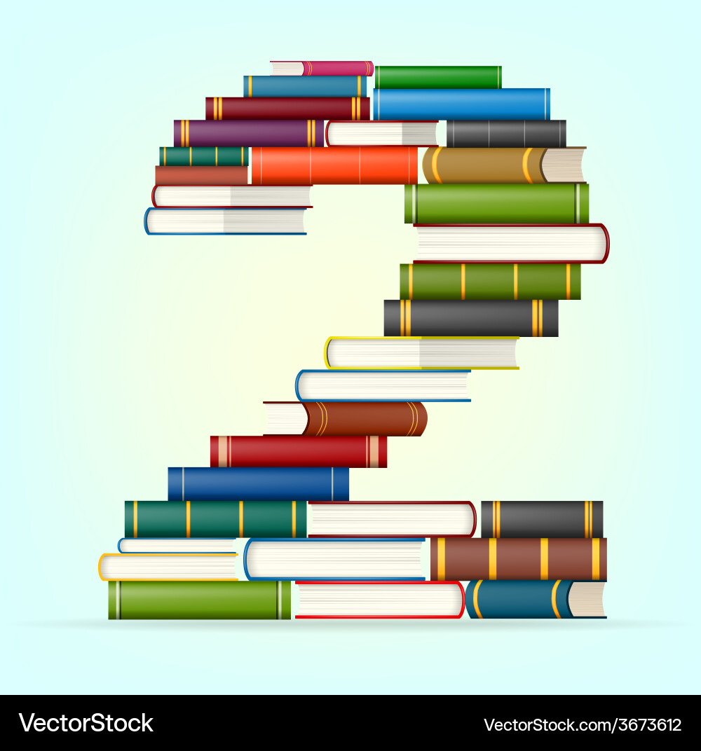 Stacks of Colorful Books - Number 2 Vector Image