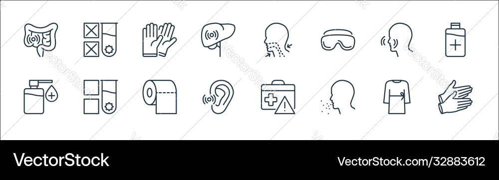 Stop virus line icons linear set quality Stop virus line icons linear set quality vector image
