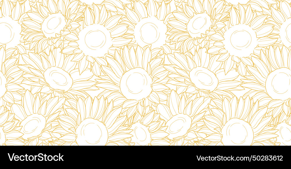 Sunflower pattern seamless line art repeating Sunflower pattern seamless line art repeating vector image