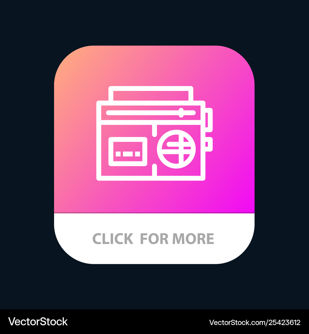 Tape radio music media mobile app button android Vector Image