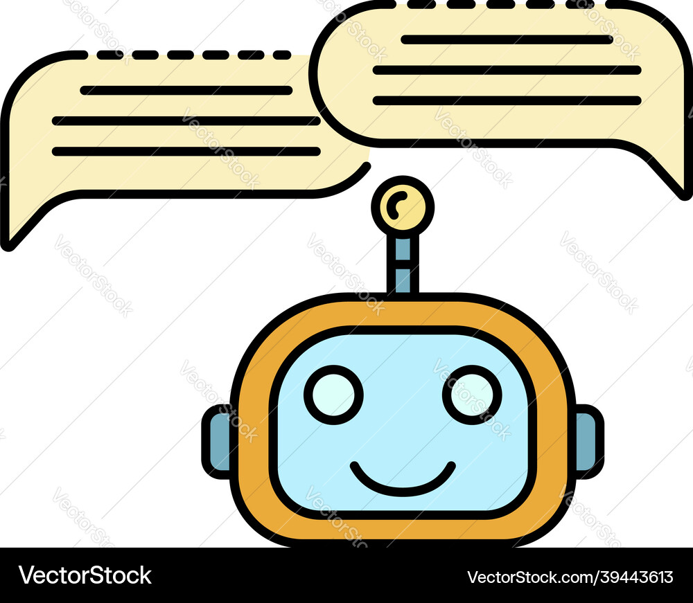 Chat bot two bubbles icon color outline Chat bot two bubbles icon color outline vector image