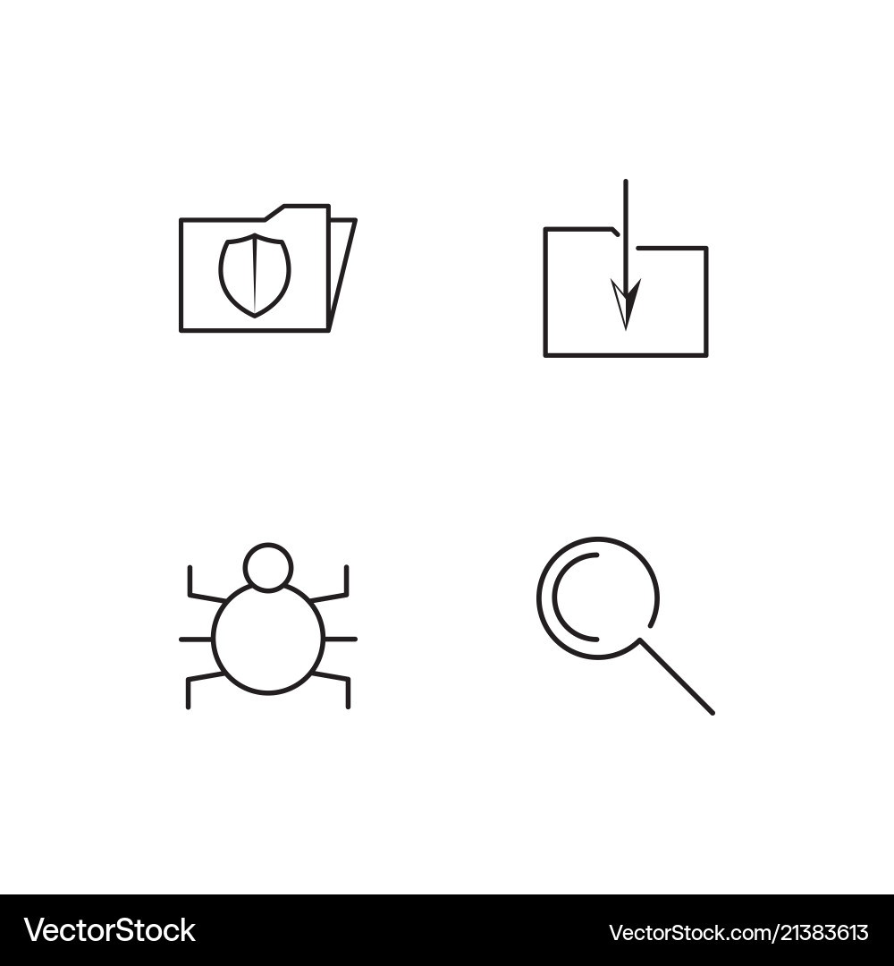 Cyber security linear icons set simple outline vector image