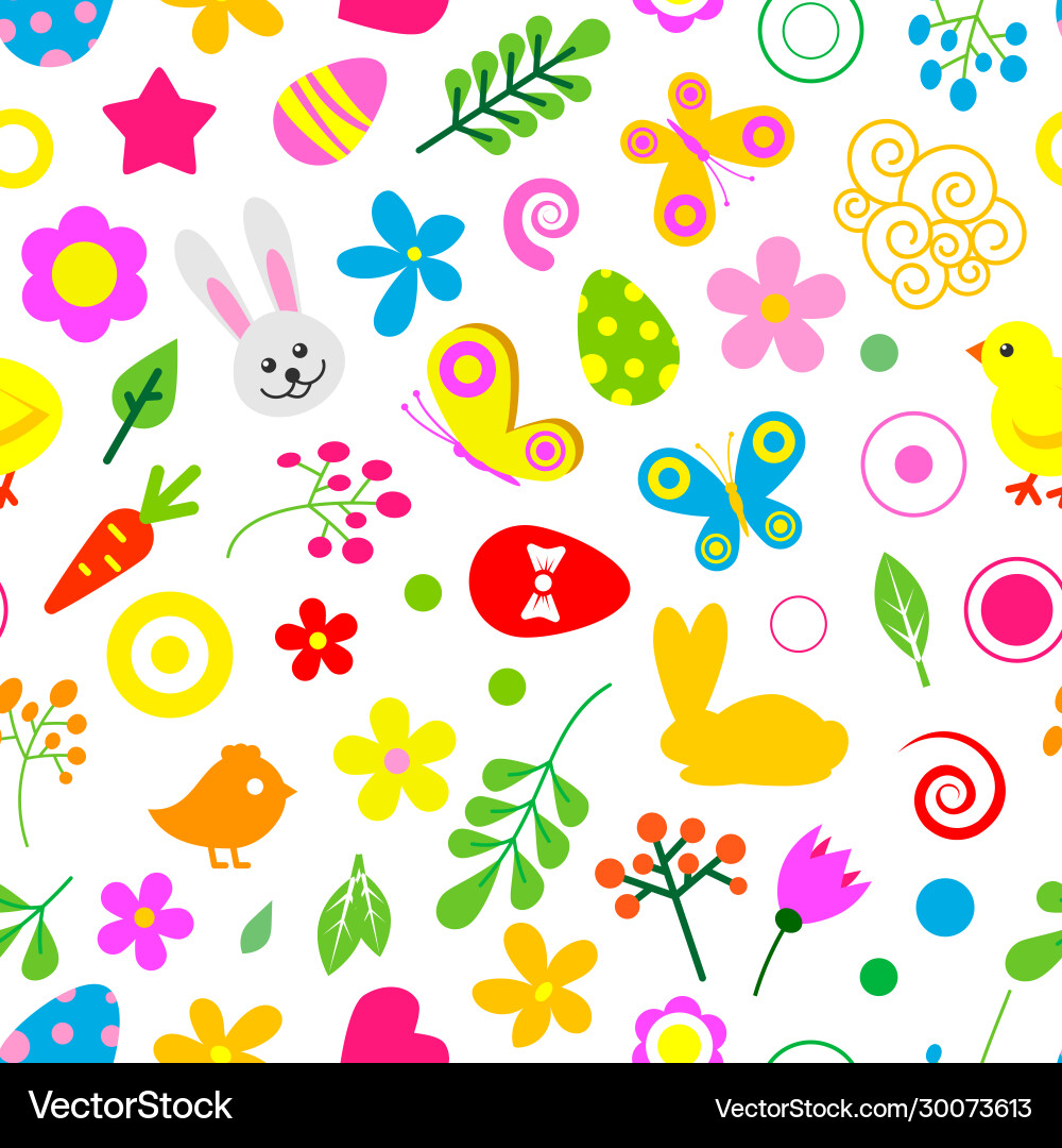 Easter Bird Seamless Pattern vector image