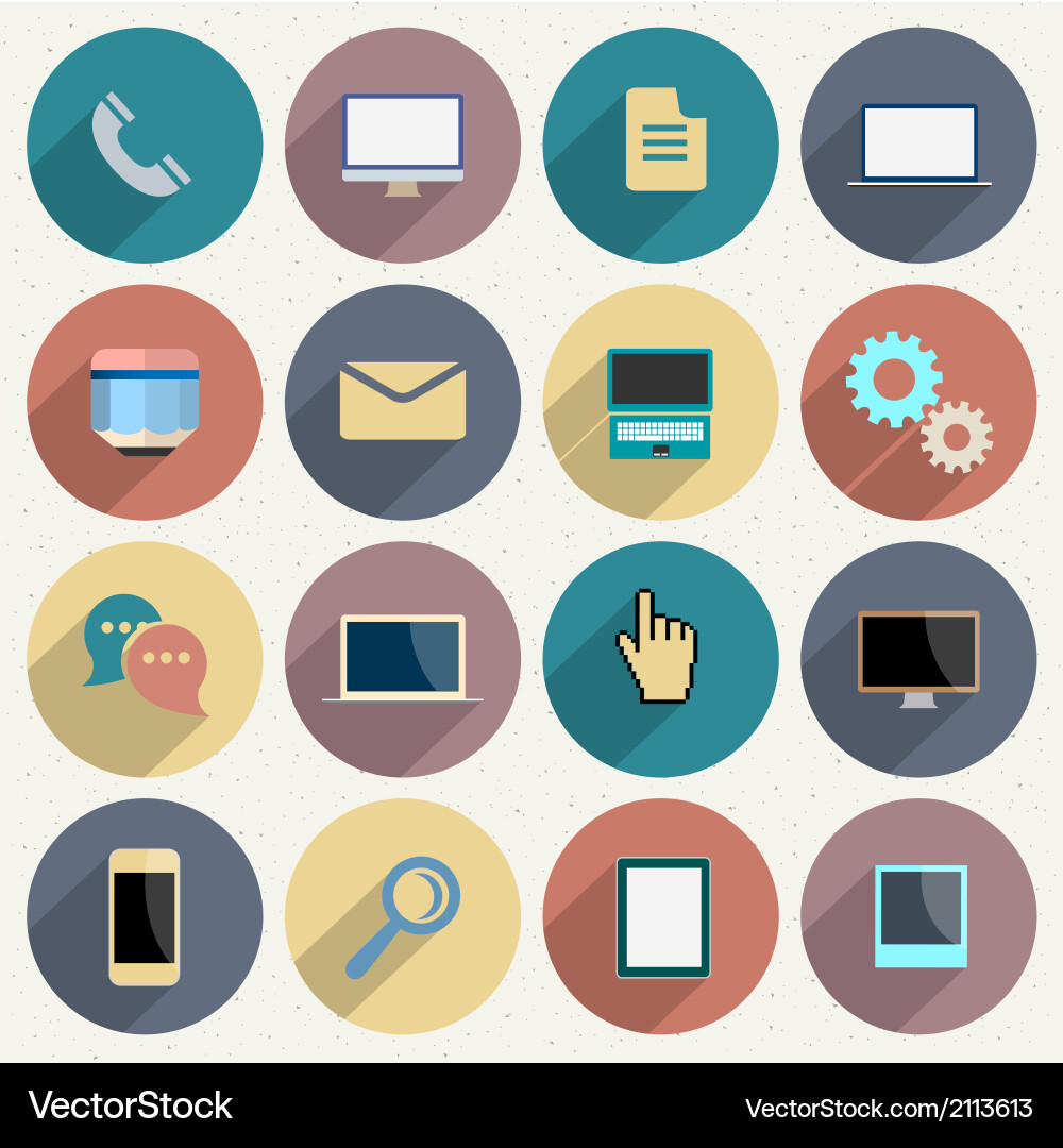 Flat icons for web and mobile applications objects vector image