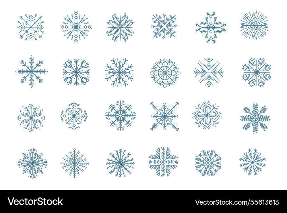 Hand-drawn elegant snowflake set Vector Image