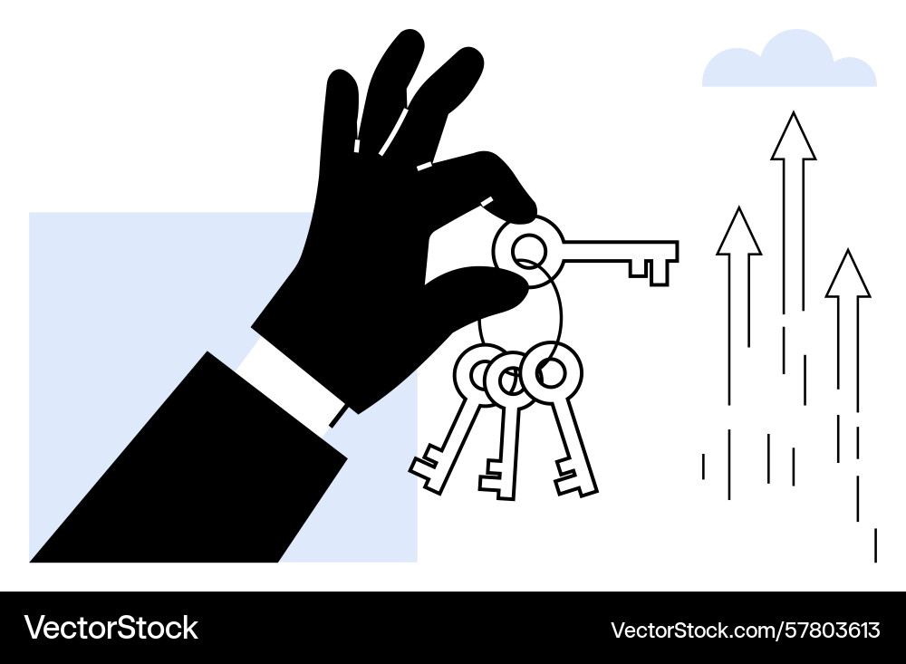 Hand holding keys symbolizing unlocking Vector Image