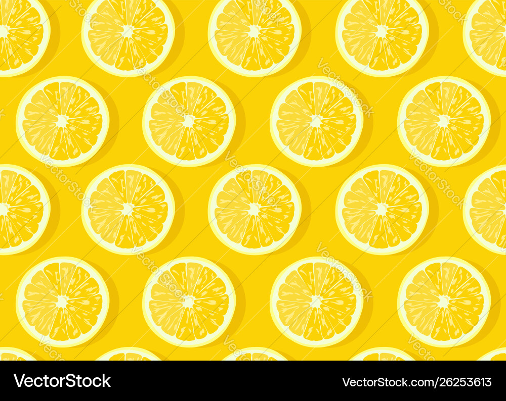 Lemon Slice Pattern - Yellow Background vector image