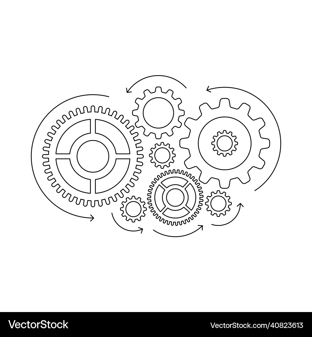 Linear Gears with Arrows - Productivity vector image