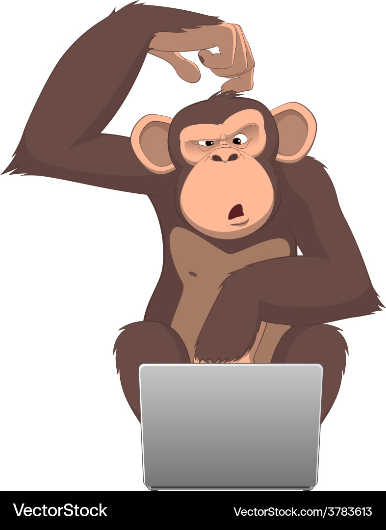 Monkey at Computer vector image