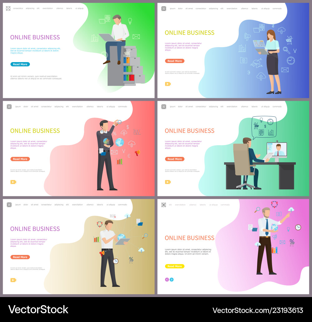 Online business usage of computers and laptop Vector Image