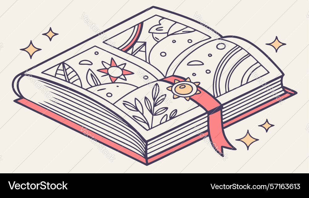 Open storybook with abstract magic sparking vector image