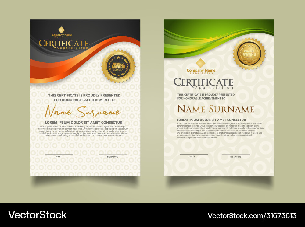Set modern certificate template with flow lines Set modern certificate template with flow lines vector image