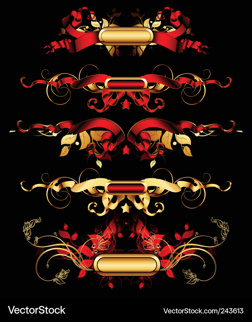 Set of golden design elements Vector Image