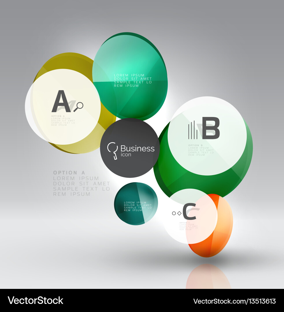 Shiny circles with text in 3d space Shiny circles with text in 3d space Vector Image