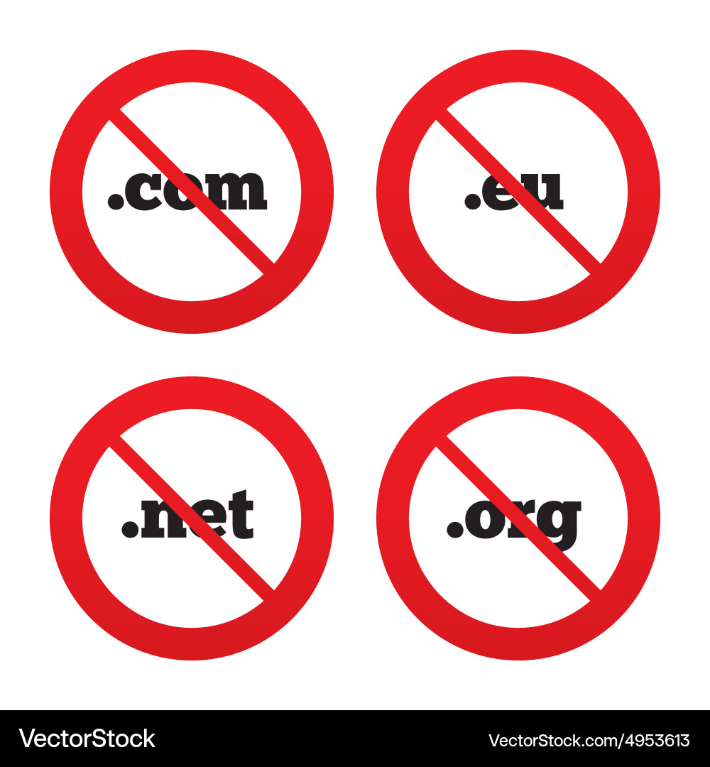 Top-level domains signs com eu net and org vector image