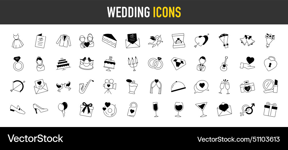 Wedding icon set Royalty Free Vector Image - VectorStock