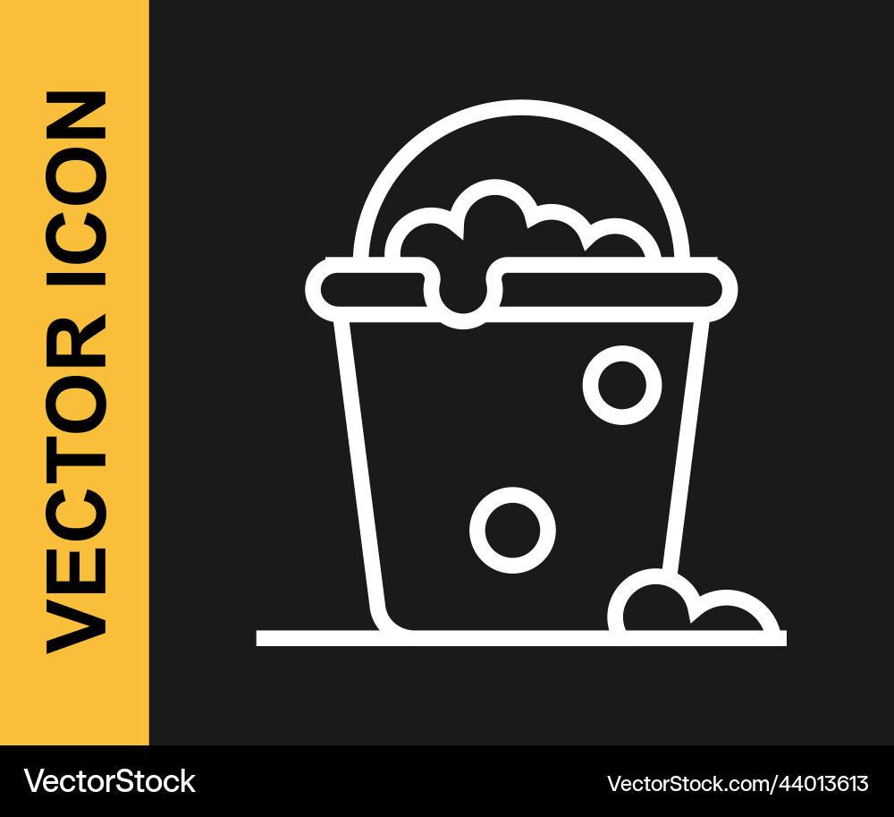 White line bucket with foam and bubbles icon White line bucket with foam and bubbles icon vector image