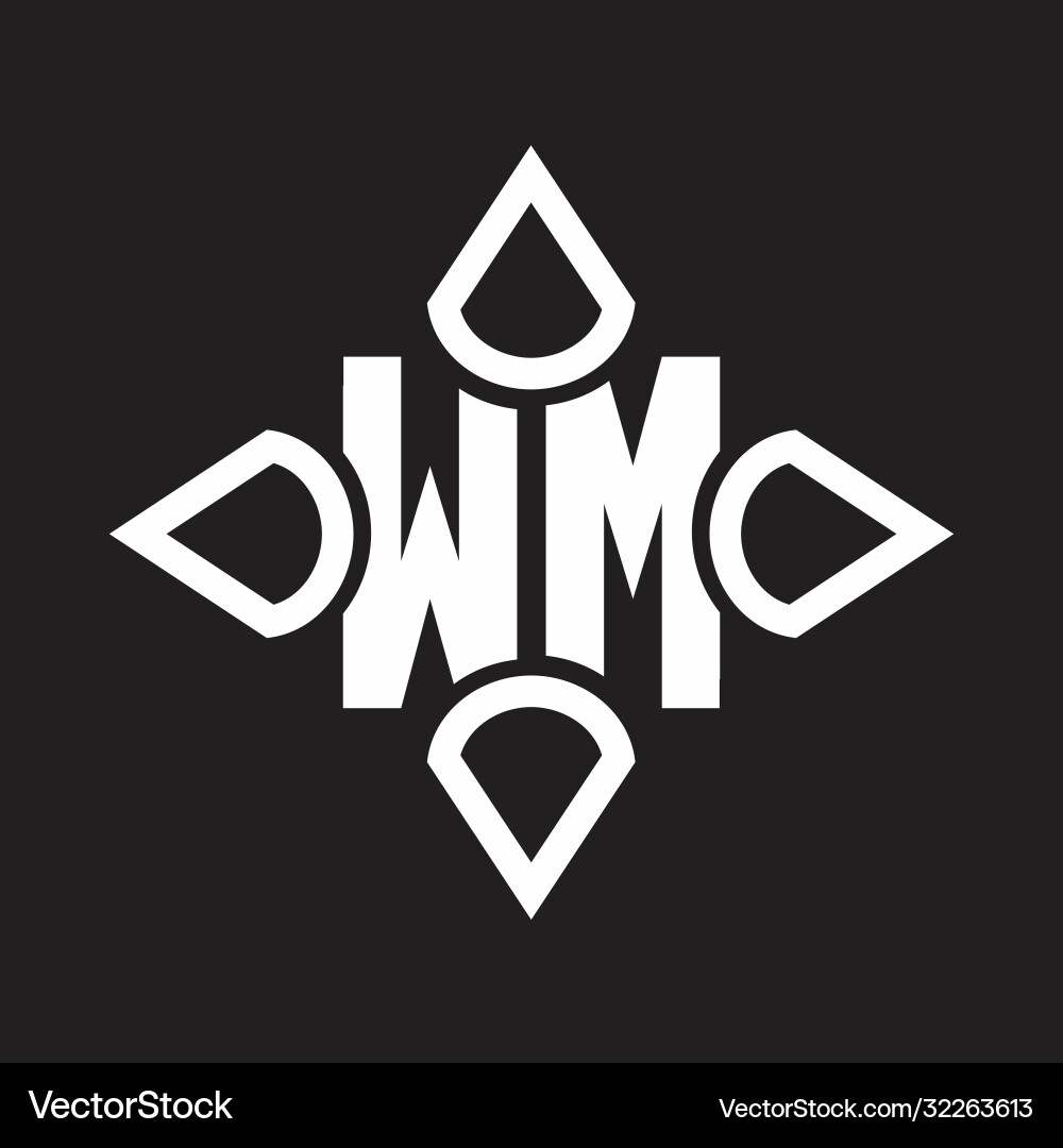 Wm logo monogram with four cone rounded Vector Image