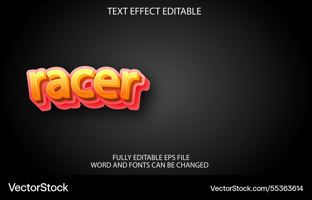 3d text effect editable race 3d text effect editable race vector image