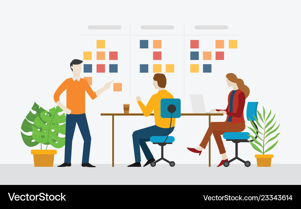 Agile Team Brainstorming with Sticky Notes vector image