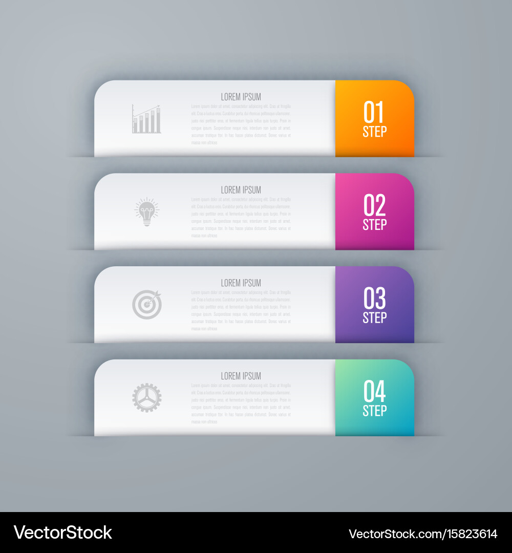 Business infographics template 4 steps with square