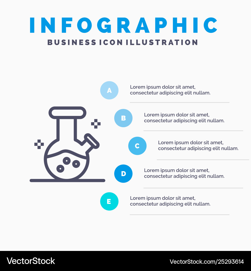 Demo flask lab potion line icon with 5 steps Demo flask lab potion line icon with 5 steps Vector Image