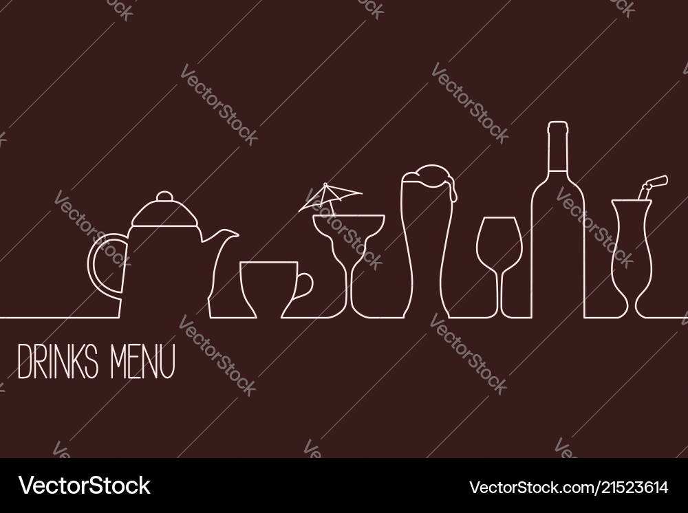 Drinks Menu - Linear Style vector image