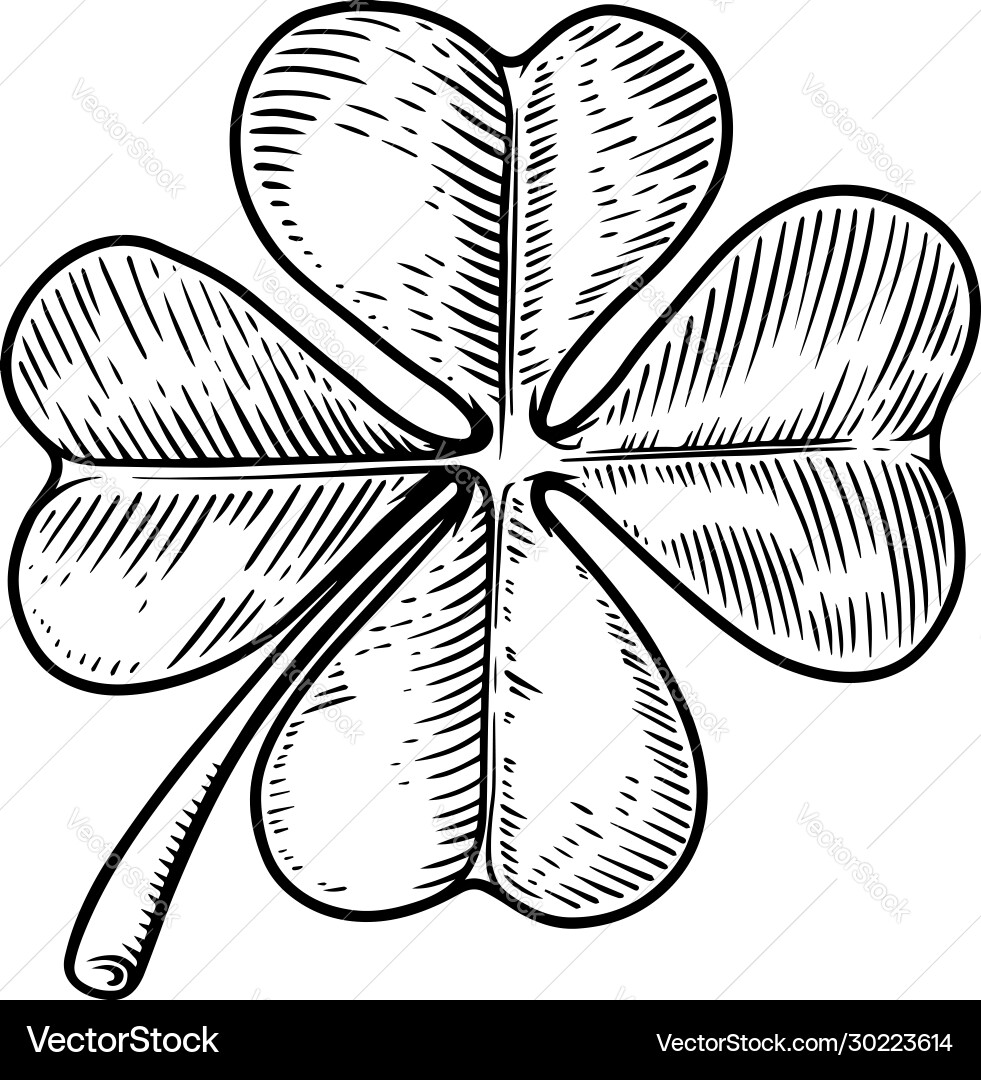 Engraved Clover Leaf Motif Vector Image
