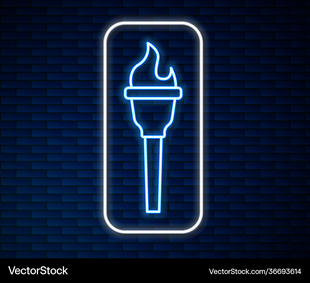 Glowing neon line torch flame icon isolated Glowing neon line torch flame icon isolated Vector Image