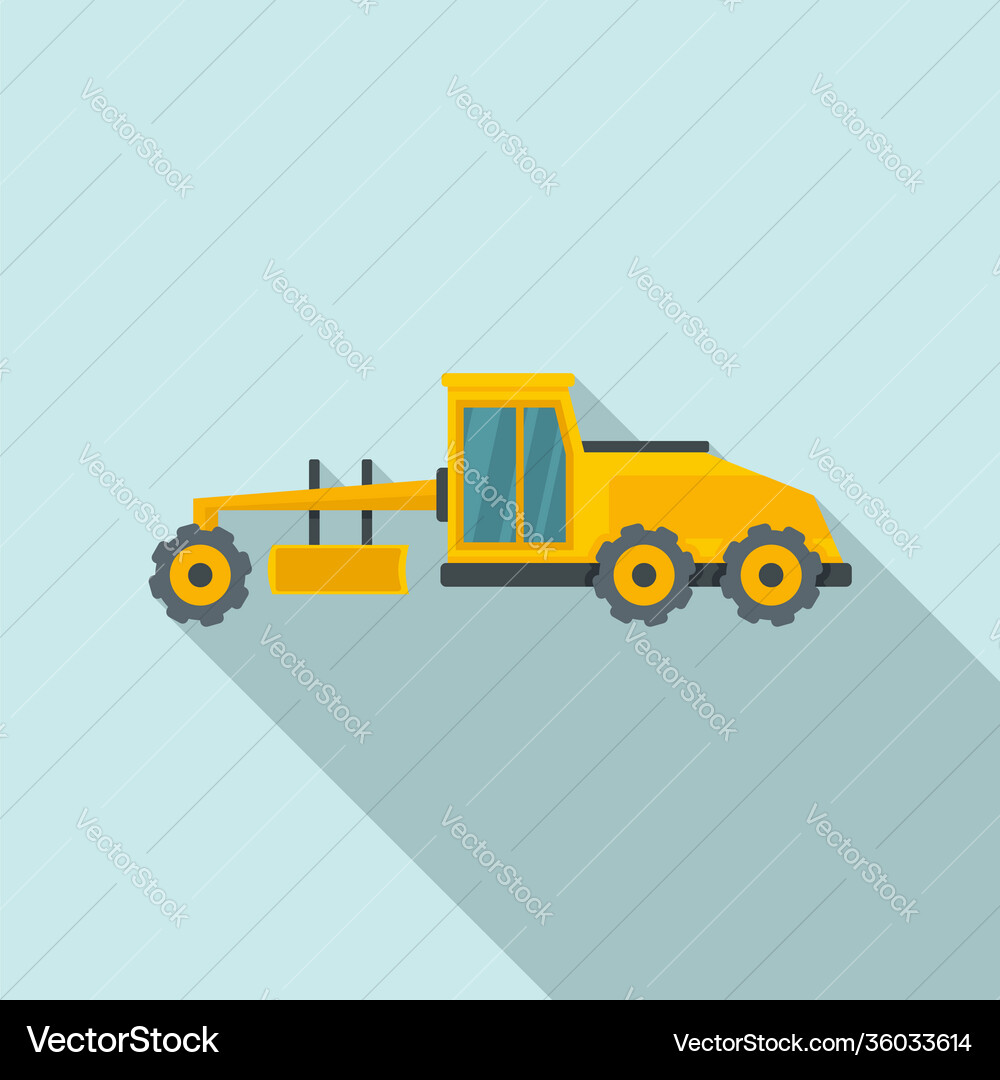 Grader machine vehicle icon flat style vector image