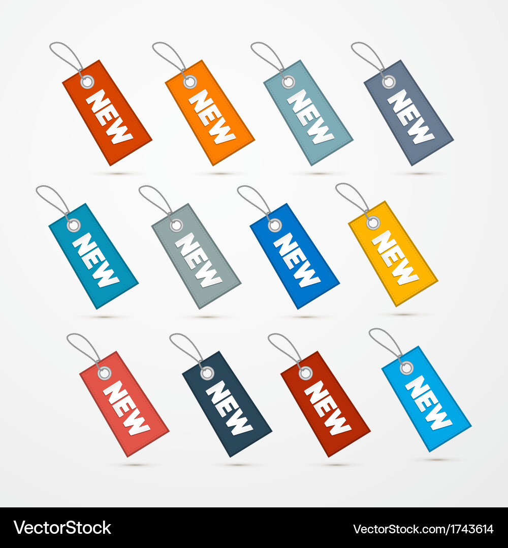 Label tag set with string and title new vector image