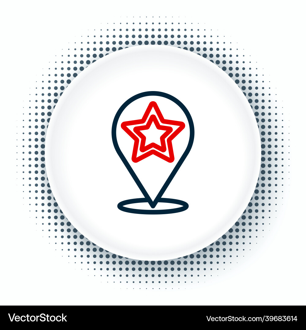 Line map pointer with star icon isolated on white Line map pointer with star icon isolated on white vector image