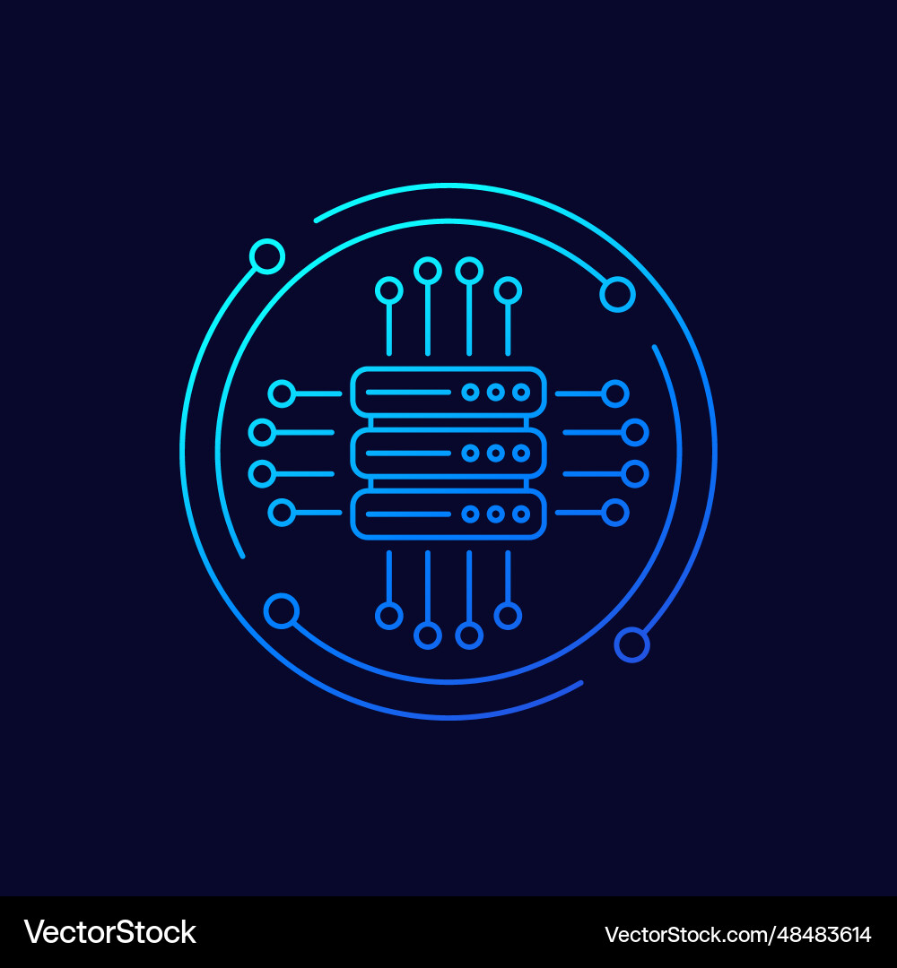 Mainframe server or hosting service icon linear vector image