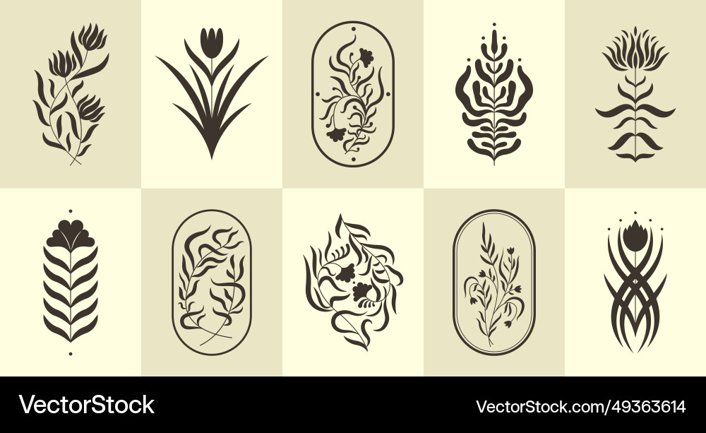 Modern abstract floral elements flower doodle Modern abstract floral elements flower doodle vector image