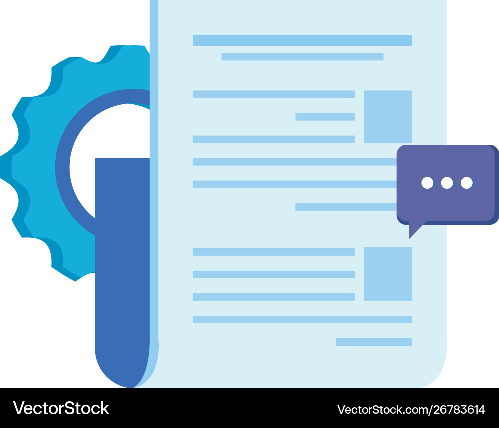 Paper document file with gears machine vector image