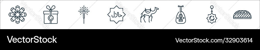 Ramadan line icons linear set quality Ramadan line icons linear set quality vector image