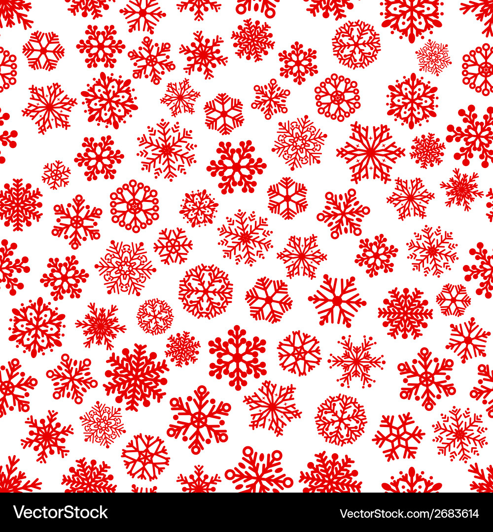 Red Snowflake Winter Seamless Pattern Vector Image