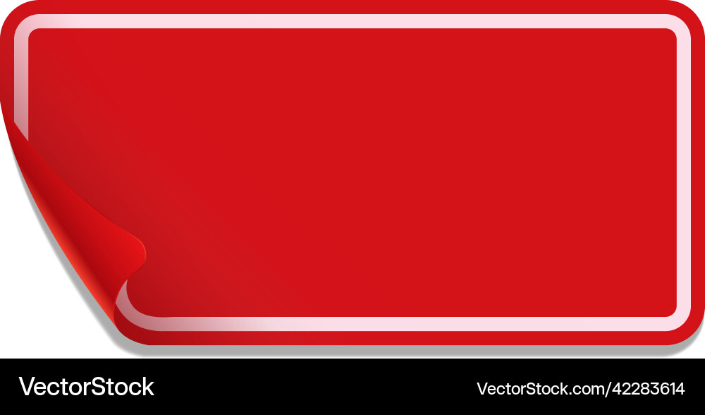 Red sticker blamk template curled corner label vector image