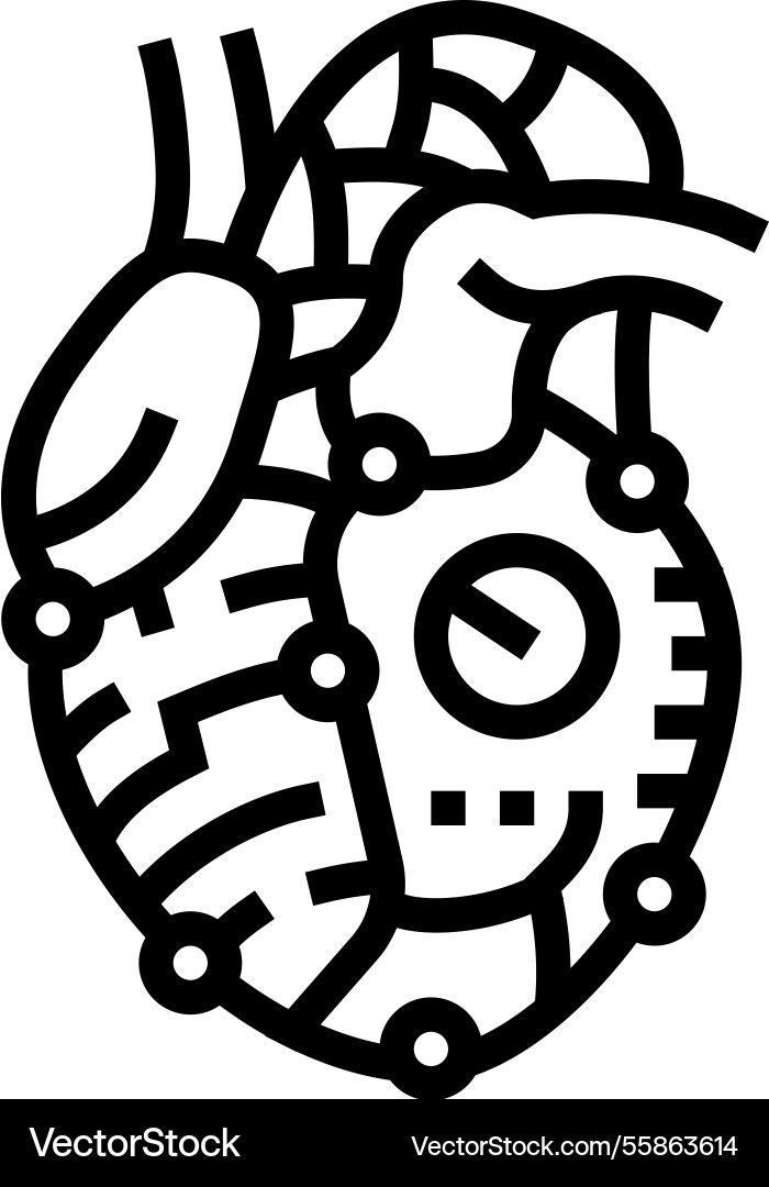 Robot heart social robotics line icon Vector Image