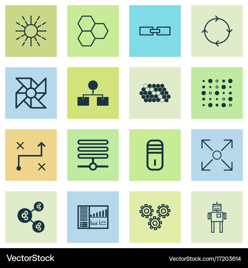 Robotics icons set collection of variable Vector Image