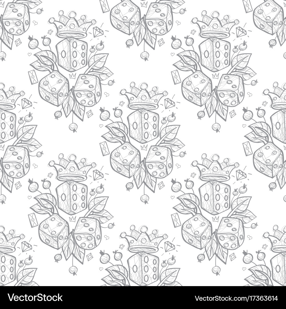 Seamless pattern with a picture of dice golden vector image