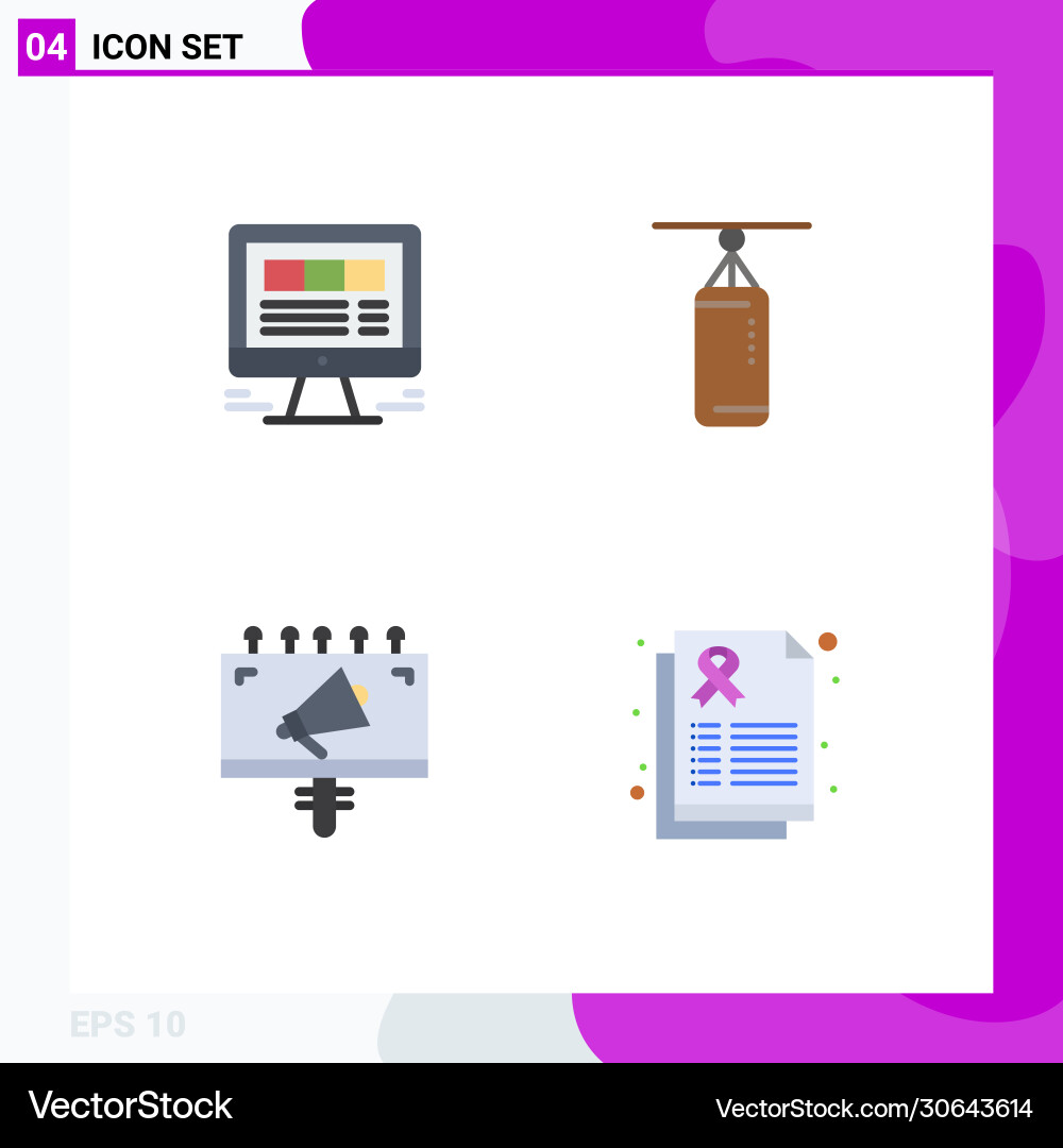Set 4 flat icons on grid for browser ad Vector Image