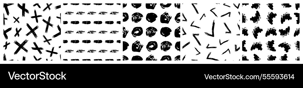 Set of seamless patterns with scribble smears Set of seamless patterns with scribble smears Vector Image