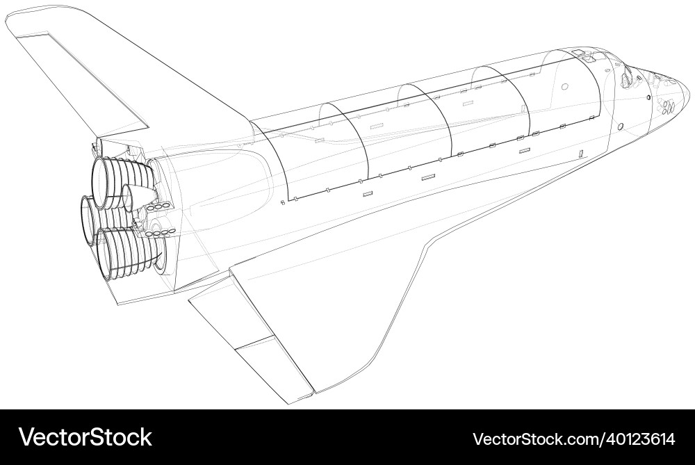 Space Shuttle Wireframe Rendering vector image