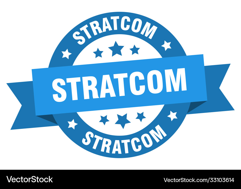 Stratcom round ribbon isolated label sign vector image