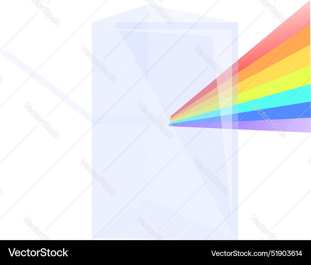 Triangular prism refracting light beam creating Triangular prism refracting light beam creating vector image